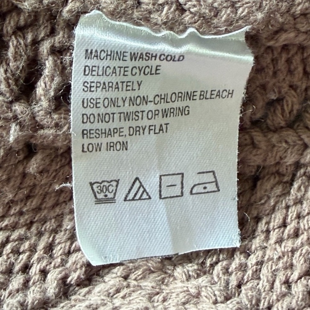 Roaman's Crochet Knit Sweater Womens 1X Mauve Brown Open Knit Pointelle Boho - Picture 4 of 4